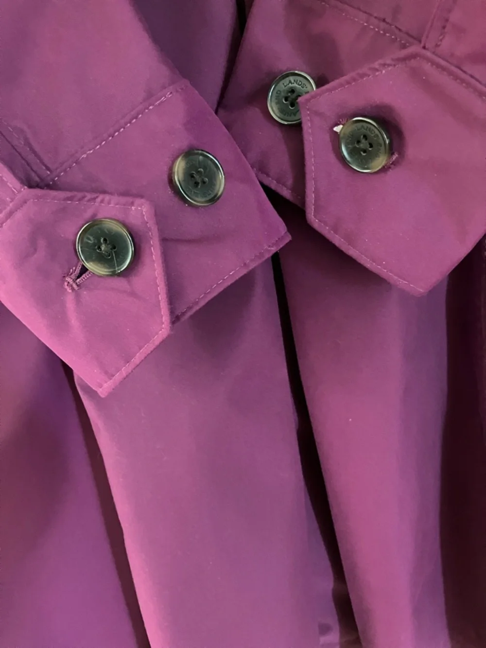 Lands' End Fuchsia Purple Spring Raincoat Trench Jacket Coat Small - Picture 7 of 16